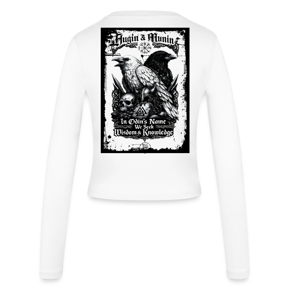 Frauen Slim Fit Langarmshirt Hugin und Munin - Weiß