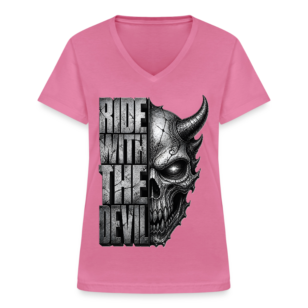 Klassisches Frauen-T-Shirt mit V-Ausschnitt - Pink