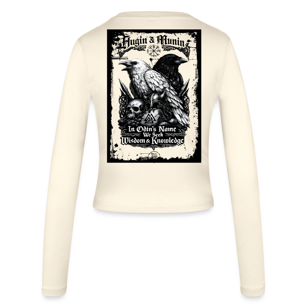 Frauen Slim Fit Langarmshirt Hugin und Munin - Creme