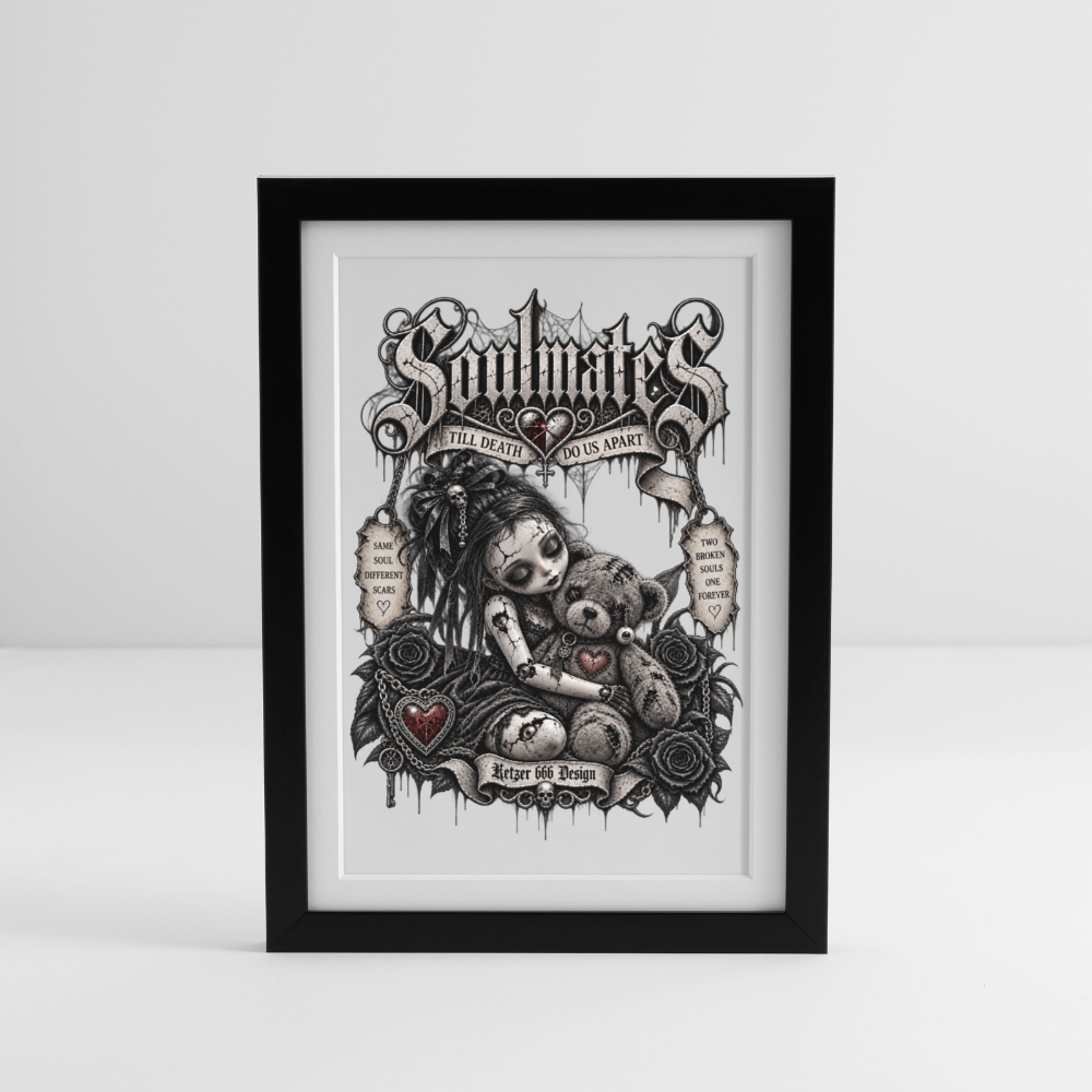 Gerahmtes Poster (27 × 37 cm) - Schwarz