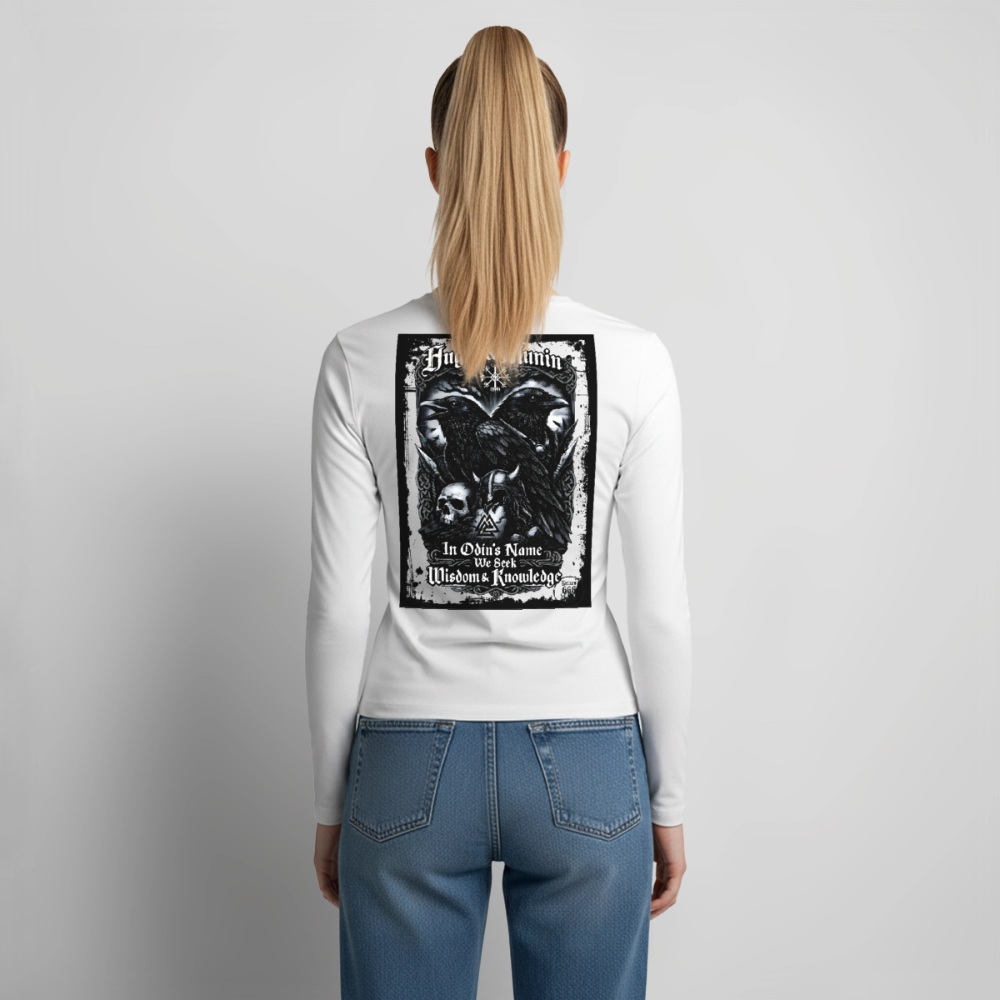 Frauen Slim Fit Langarmshirt Hugin und Mugin - Weiß