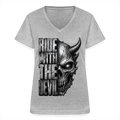 Klassisches Frauen-T-Shirt mit V-Ausschnitt - Grau meliert