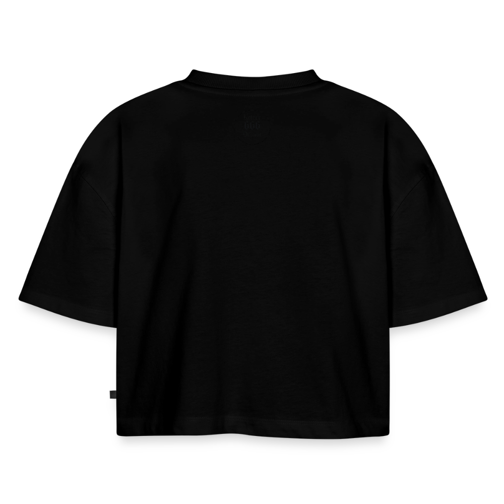 Frauen Premium Oversized Bio Cropped T-Shirt - Schwarz