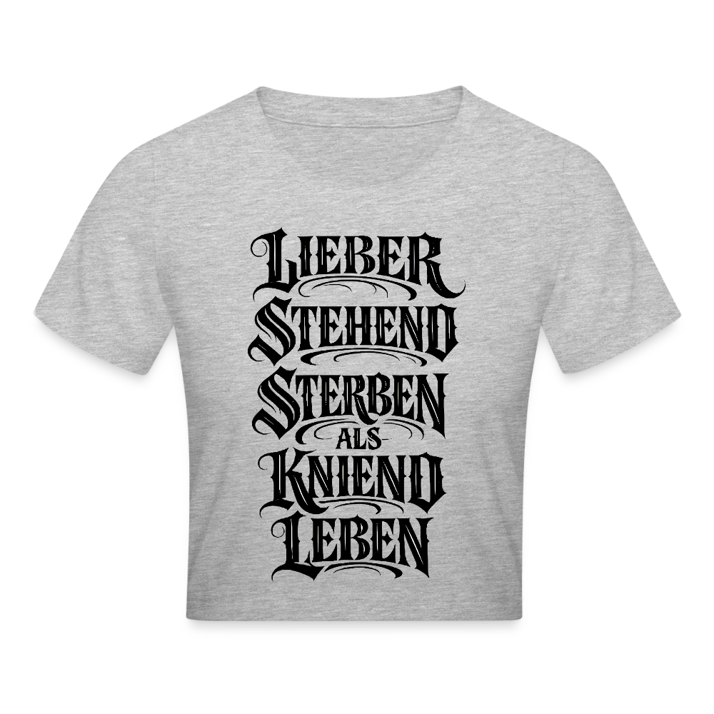 Frauen Cropped T-Shirt - Grau meliert