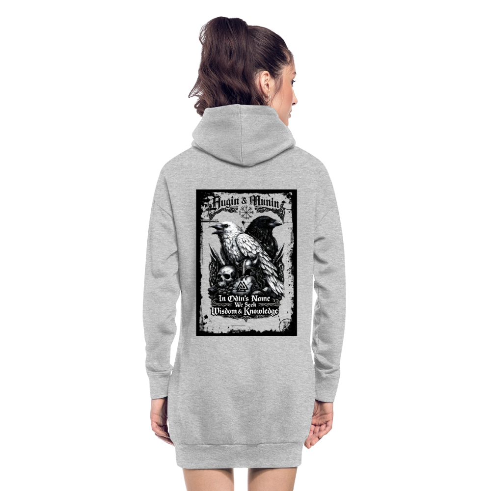 Hoodie-Kleid Hugin und Munin - Grau meliert