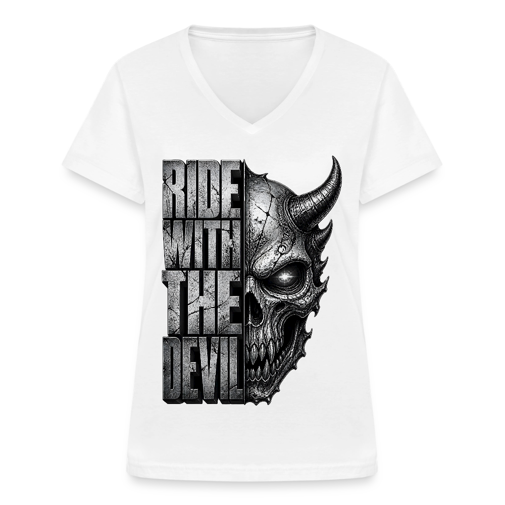 Klassisches Frauen-T-Shirt mit V-Ausschnitt - Weiß
