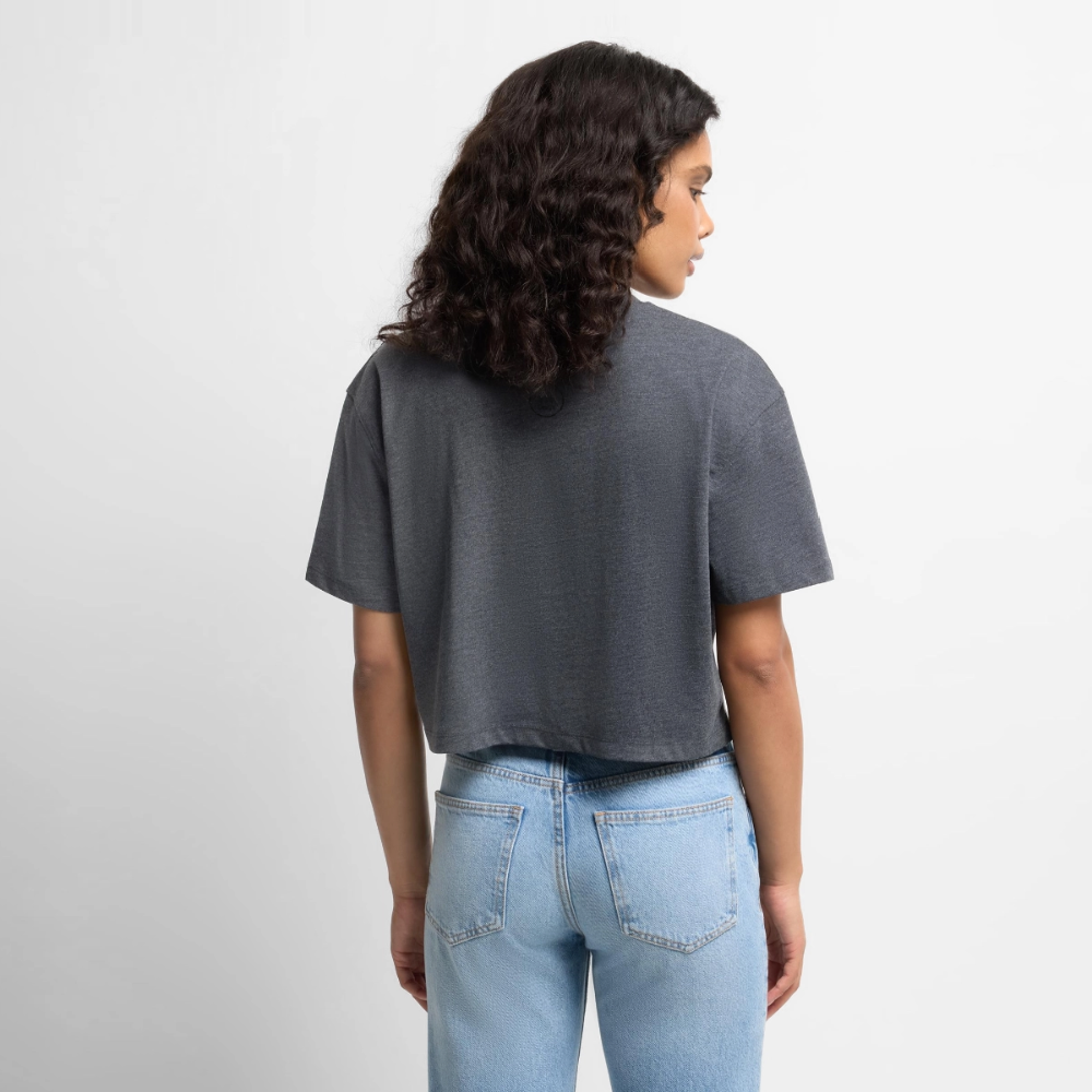 Frauen Premium Oversized Bio Cropped T-Shirt TRUST NO ONE - Anthrazit meliert