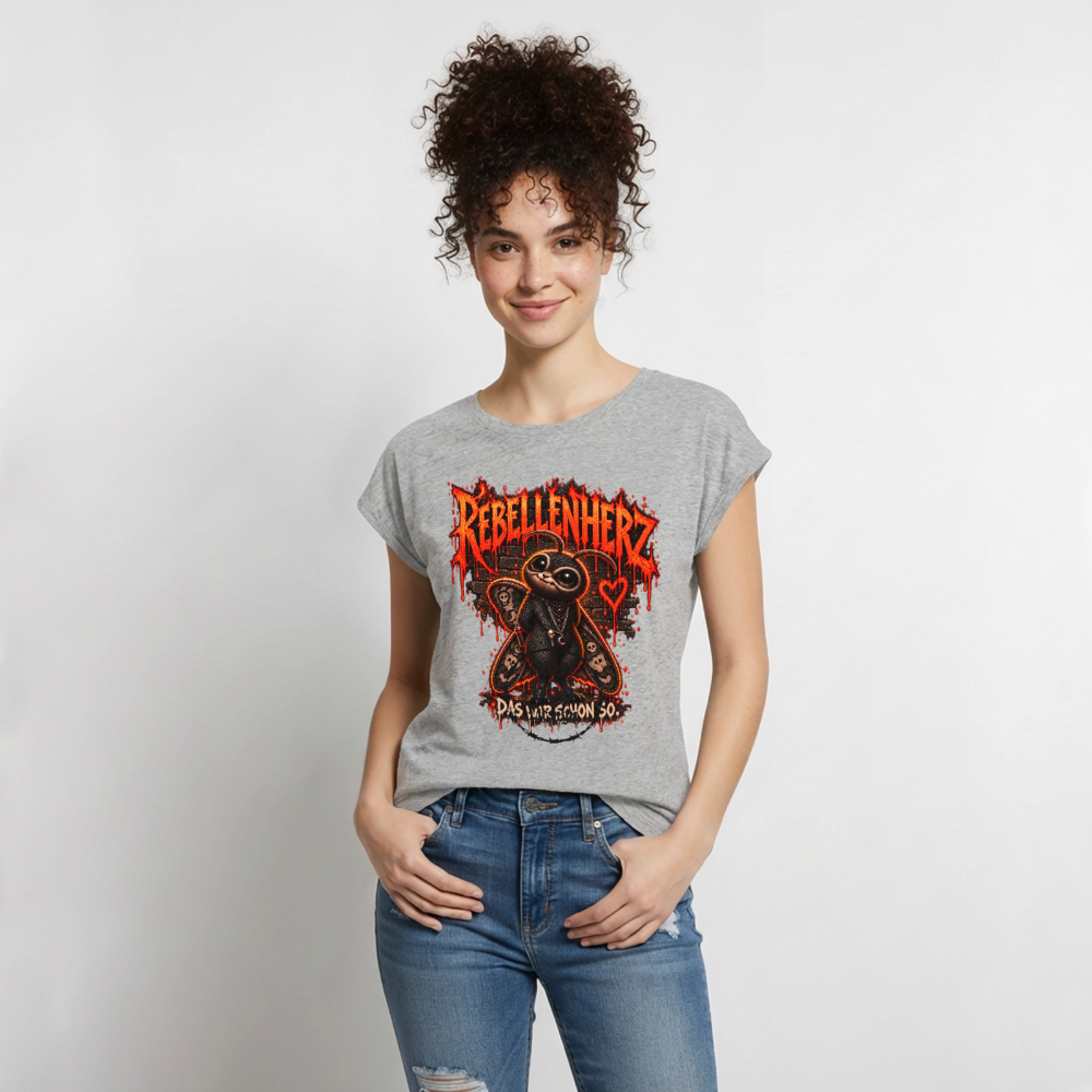 Gothic Frauen Premium T-Shirt Rebellenherz - Moth Cinder - Grau meliert