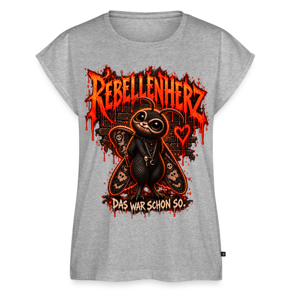 Gothic Frauen Premium T-Shirt Rebellenherz - Moth Cinder - Grau meliert