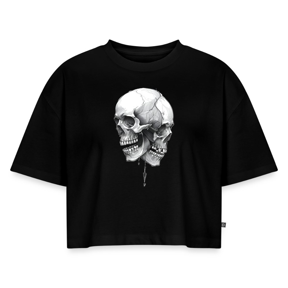 Frauen Premium Oversized Bio Cropped T-Shirt - Schwarz