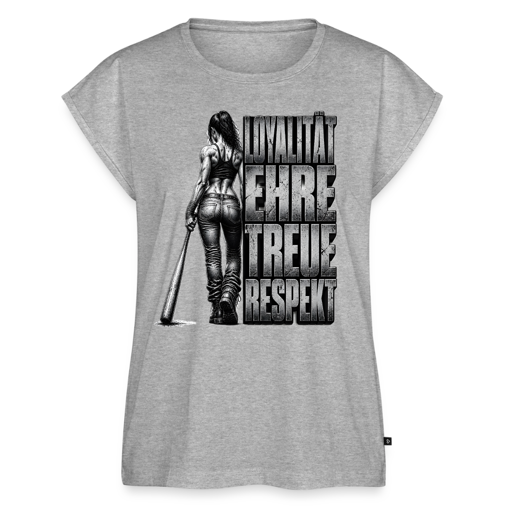 Frauen T-Shirt mit gerollten Ärmeln - Grau meliert