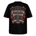 Schwarzes Herren Biker- und Wikinger-Shirt „Strength Through Brotherhood“
