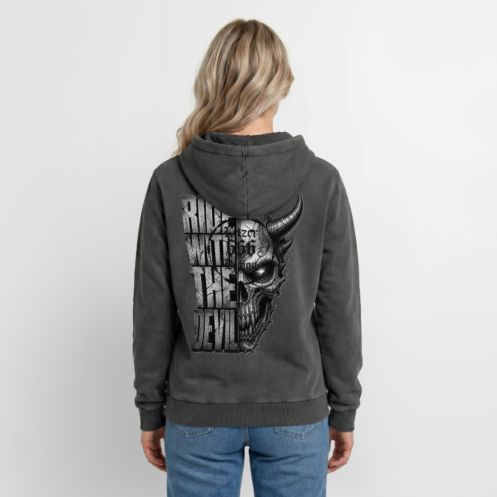 Relaxed Unisex Premium Acid-Washed Hoodie - Schwarz Acid Wash