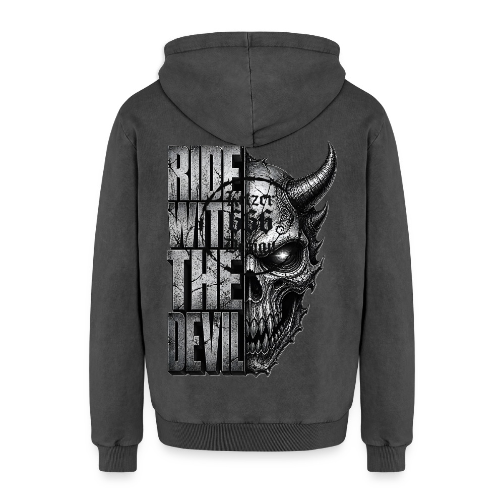 Relaxed Unisex Premium Acid-Washed Hoodie - Schwarz Acid Wash