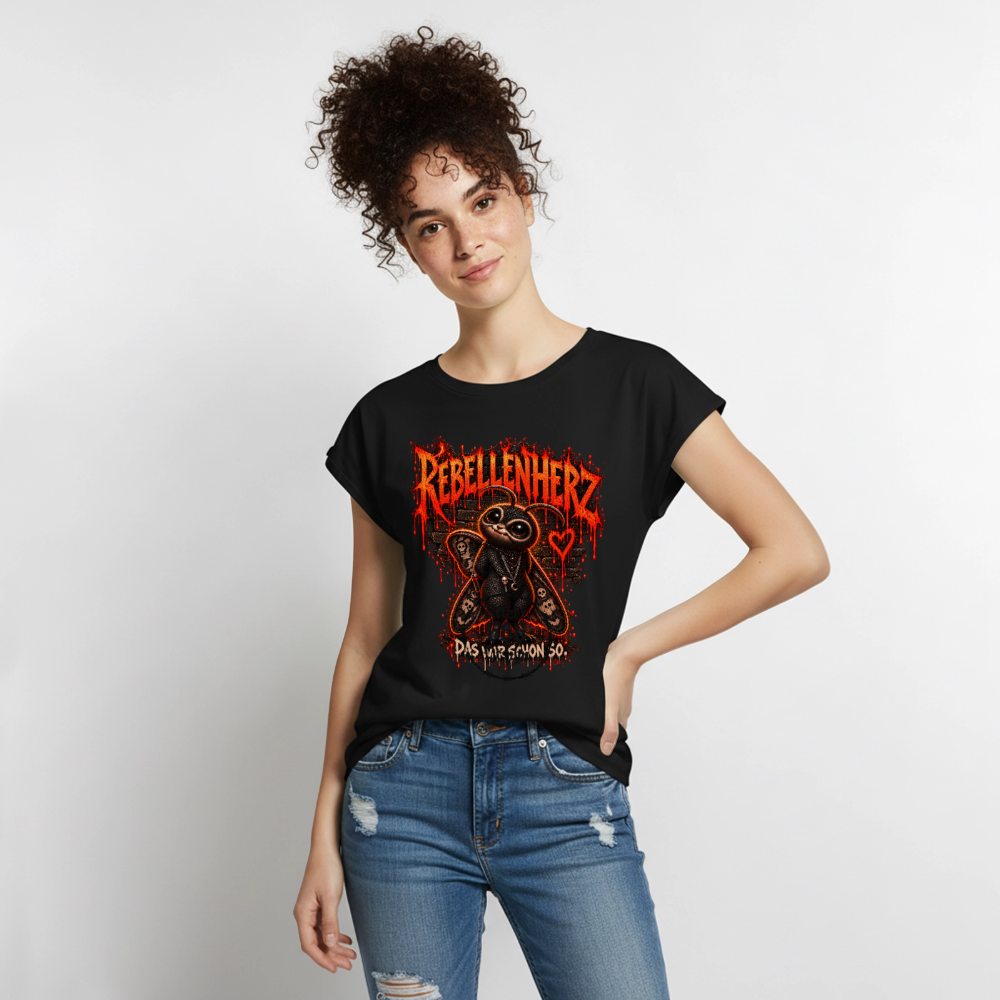 Gothic Frauen Premium T-Shirt Rebellenherz - Moth Cinder - Schwarz