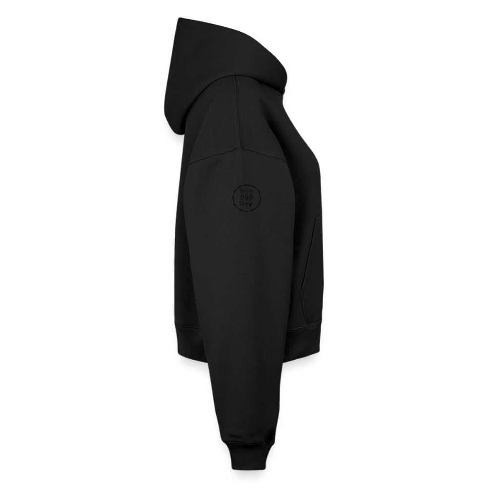 Cropped Oversized Heavyweight Frauen Hoodie - Schwarz