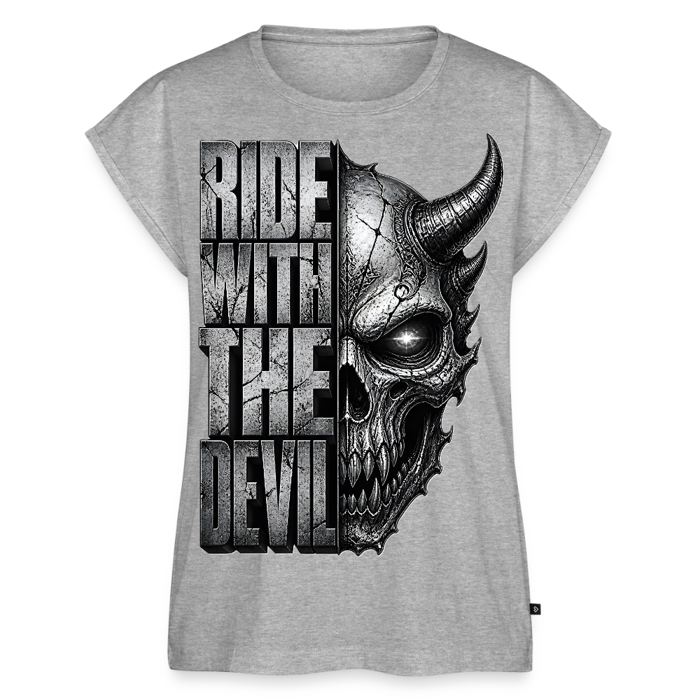 Frauen T-Shirt mit gerollten Ärmeln - Grau meliert