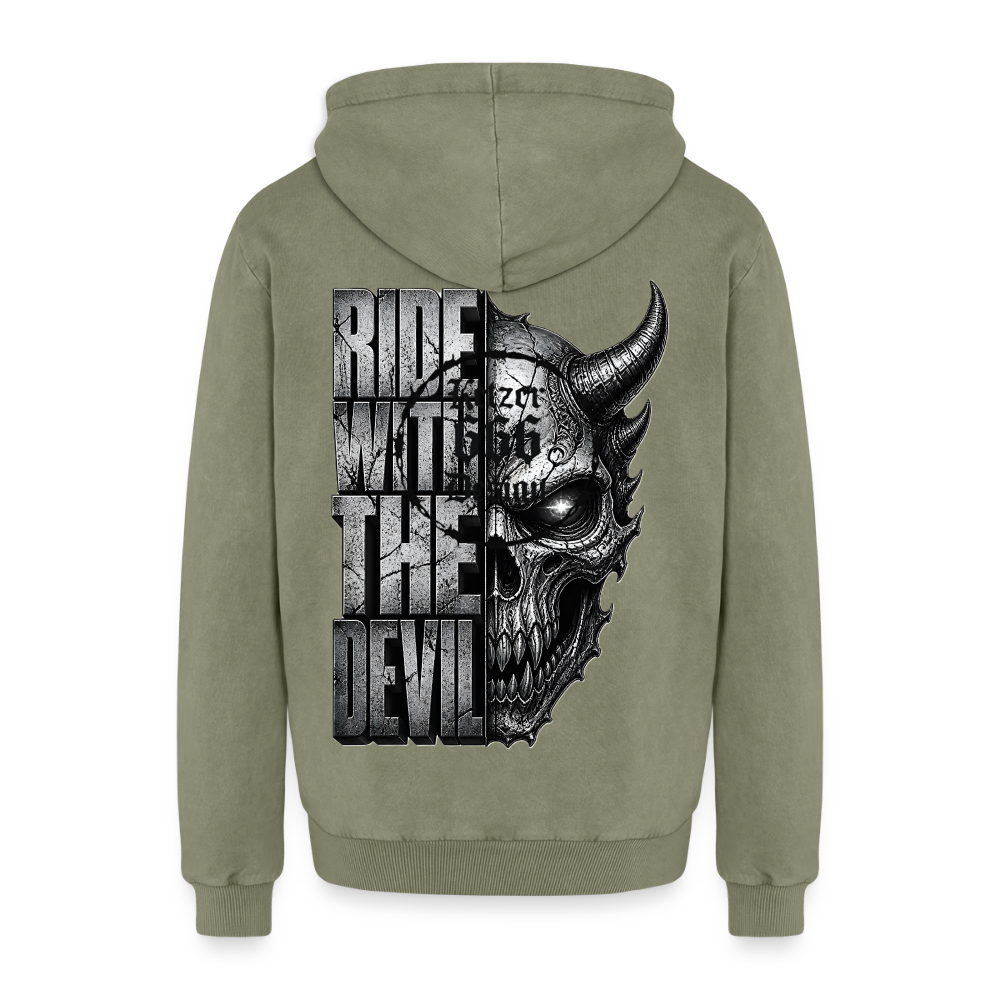 Relaxed Unisex Premium Acid-Washed Hoodie - Grün Acid Wash