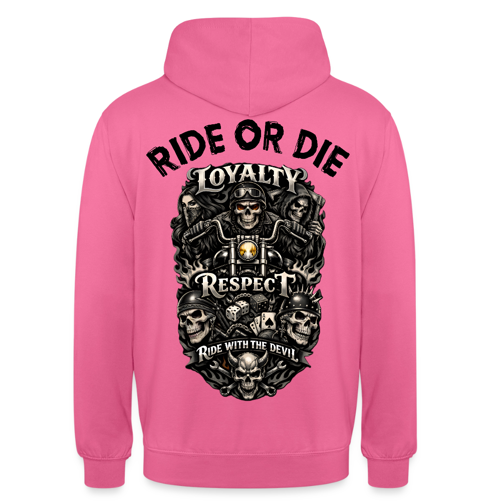Unisex Hoodie Ride or Die, Loyalty - Pink