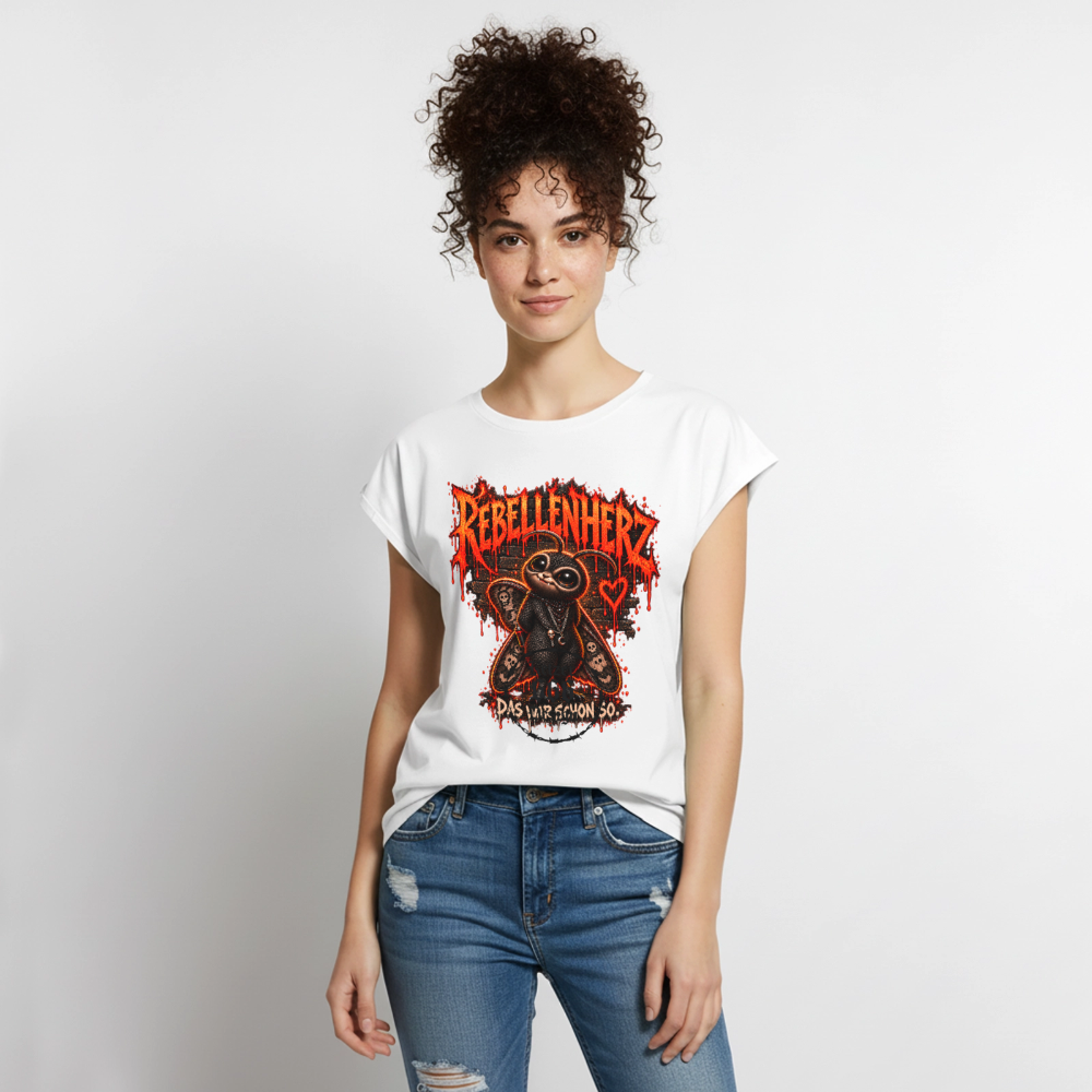 Gothic Frauen Premium T-Shirt Rebellenherz - Moth Cinder - Weiß