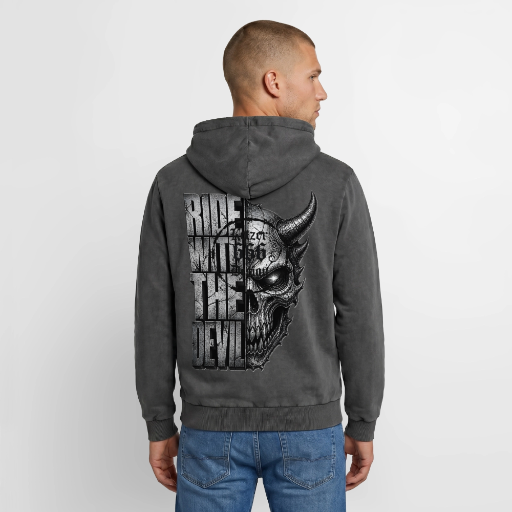 Relaxed Unisex Premium Acid-Washed Hoodie - Schwarz Acid Wash