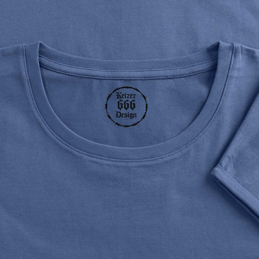 Frauen T-Shirt mit gerollten Ärmeln Hugin und Munin - Taubenblau