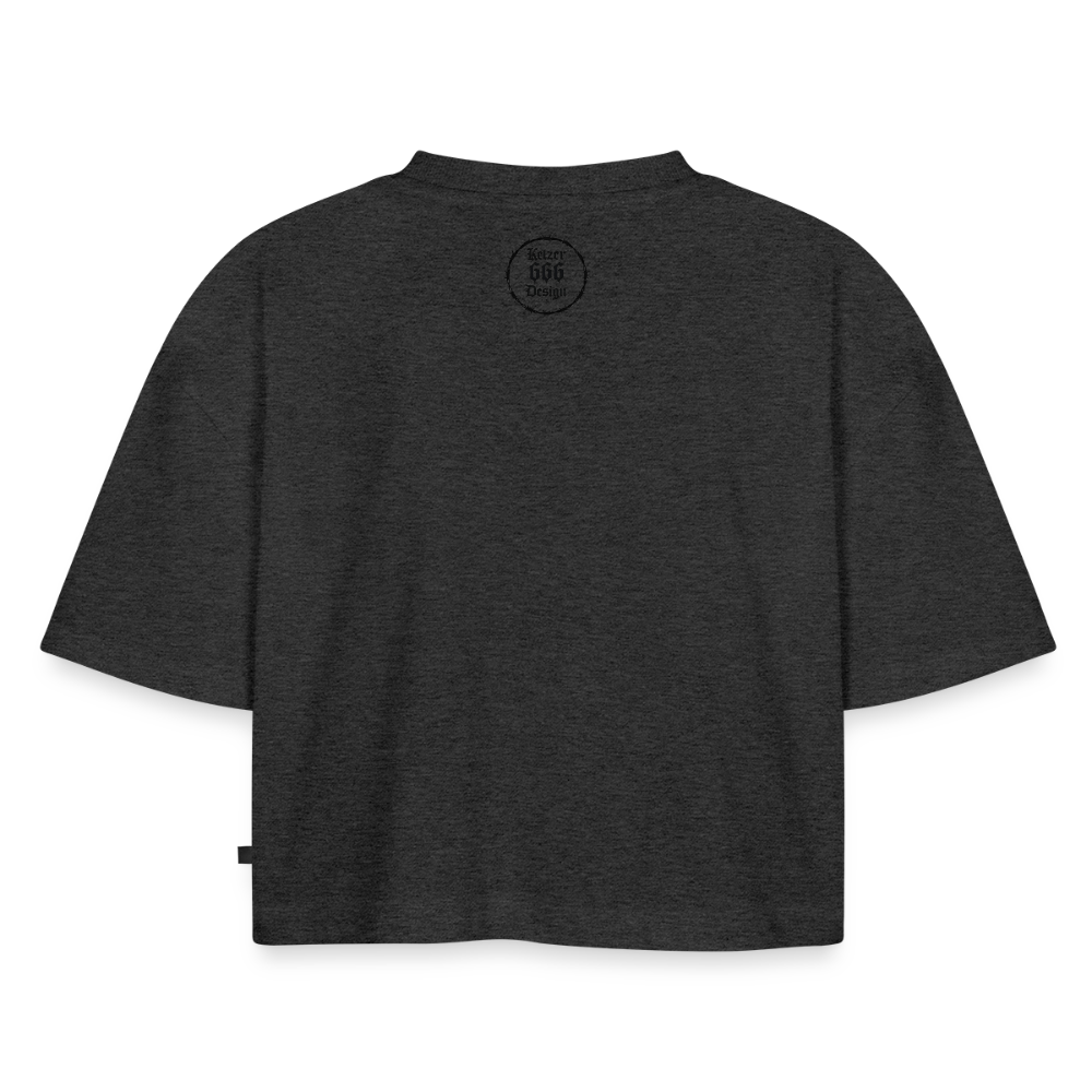 Frauen Premium Oversized Bio Cropped T-Shirt - Anthrazit meliert