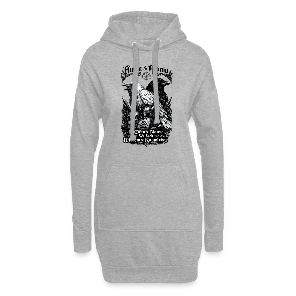 Hoodie-Kleid Hugin und Munin - Grau meliert