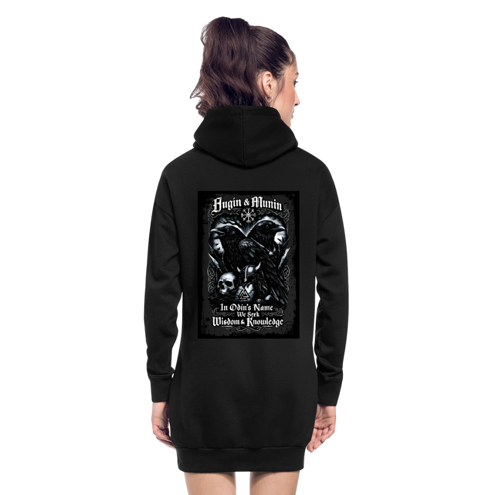 Hoodie-Kleid Hugin und Munin - Schwarz