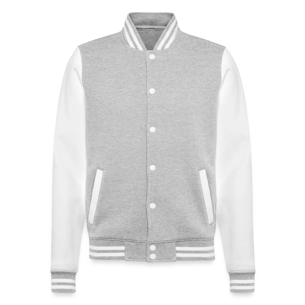 College-Sweatjacke - Grau meliert/Weiß