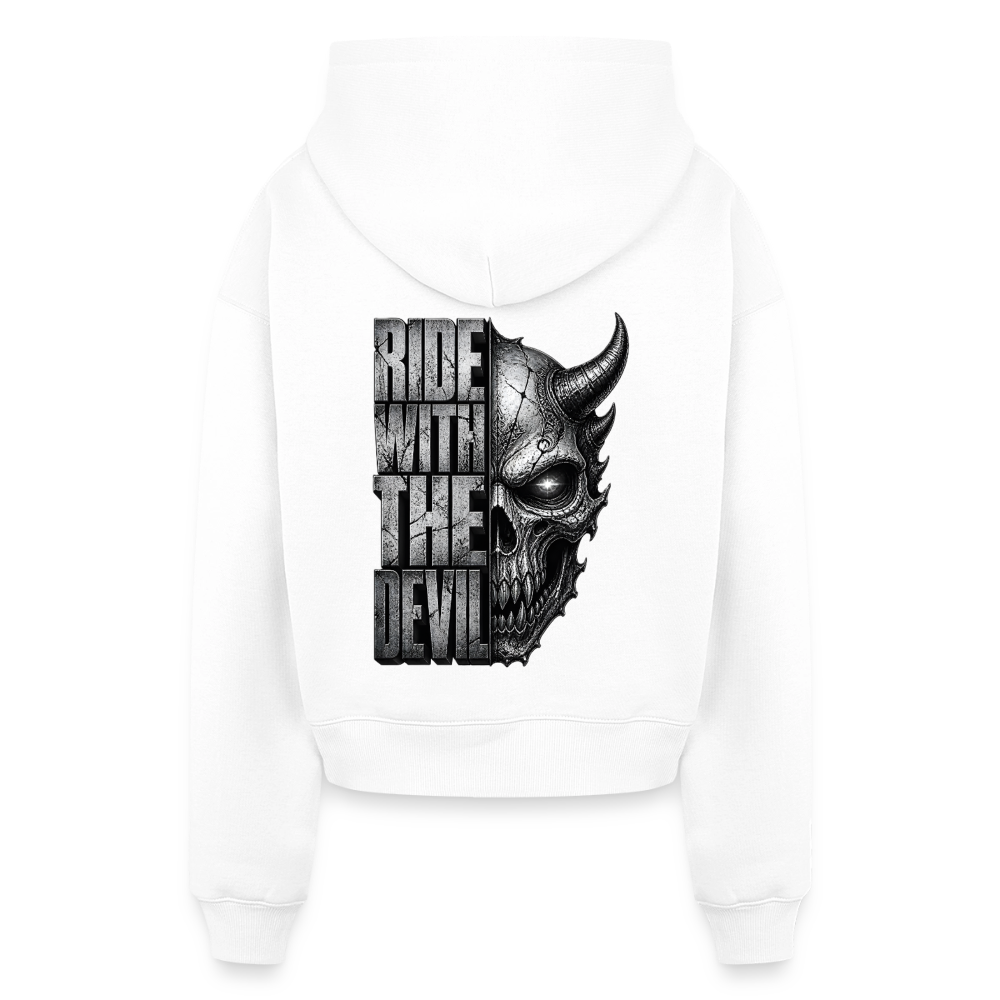 Cropped Oversized Heavyweight Frauen Hoodie - Weiß