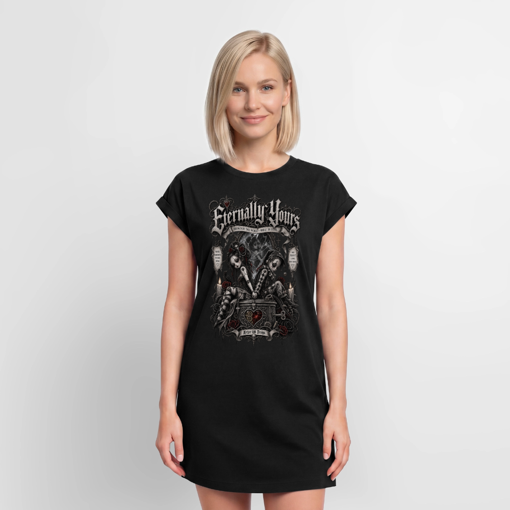 Eternally Yours Gothic-Kleid Schwarz, Relaxed Fit aus Bio-Baumwolle – Bikerwear Detailansicht