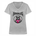Klassisches Frauen-T-Shirt mit V-Ausschnitt Pitbull Lover HARMLOS - Grau meliert