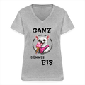 Klassisches Frauen-T-Shirt mit V-Ausschnitt Chihuahua Ganz dünnes Eis - Grau meliert