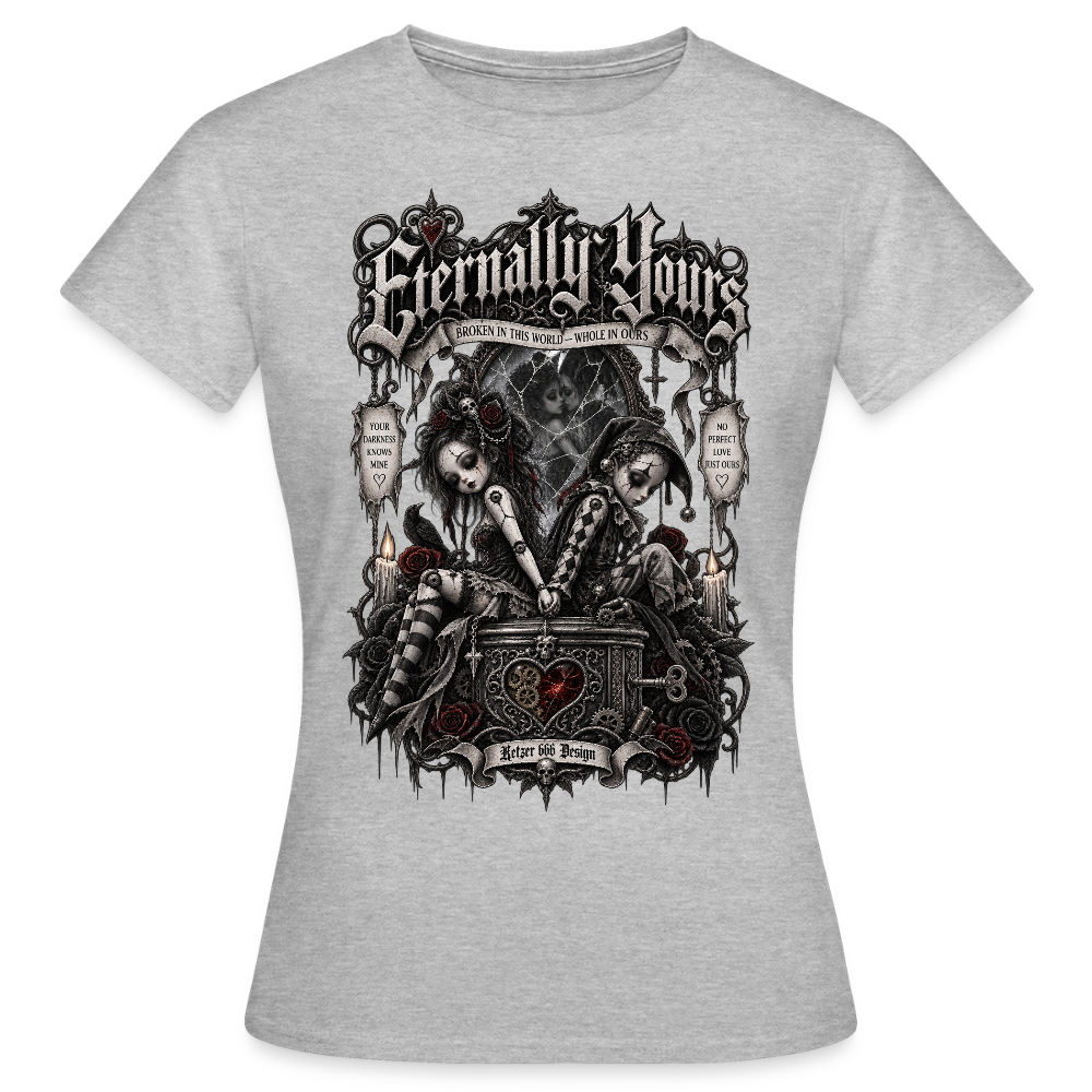 Gothic Damen T-Shirt "Eternally Yours" in Grau meliert – Bikerwear von Ketzer 666 Design