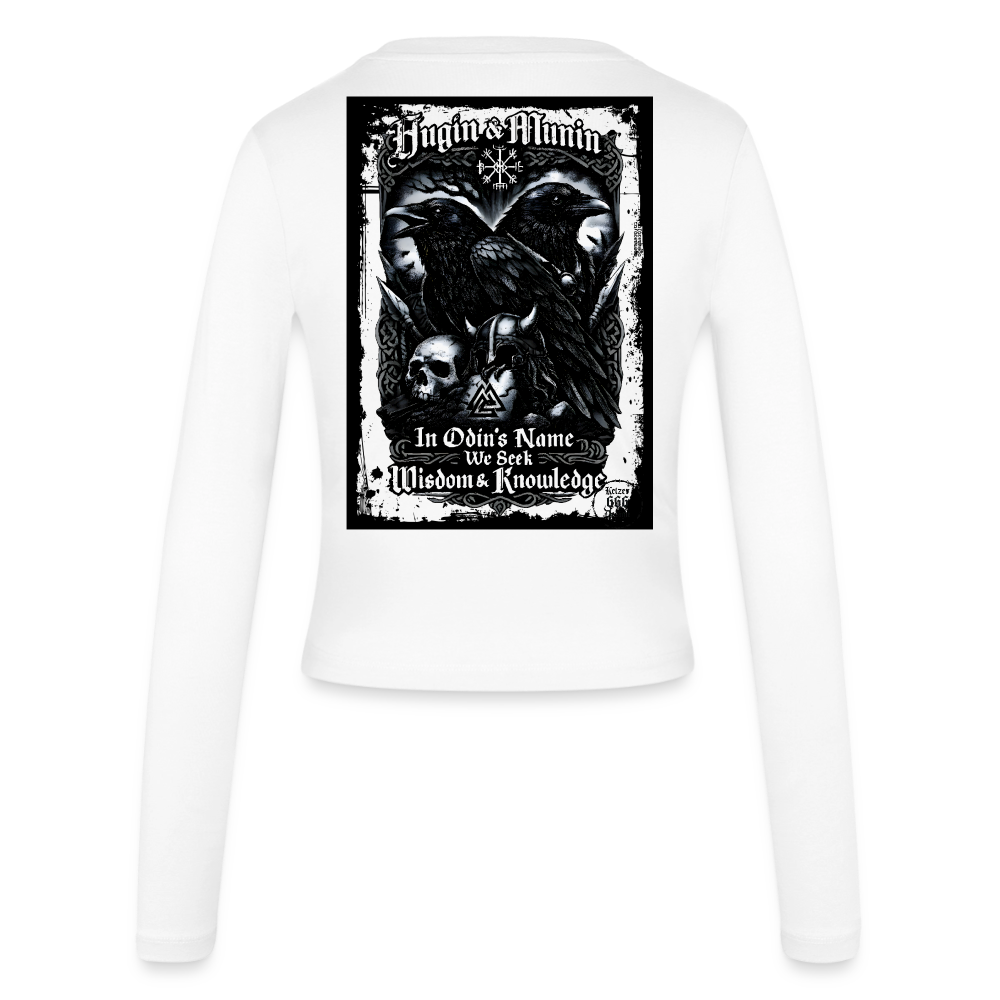 Frauen Slim Fit Langarmshirt Hugin und Mugin - Weiß