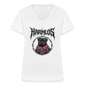 Klassisches Frauen-T-Shirt mit V-Ausschnitt Bullmastiff Harmlos - Weiß