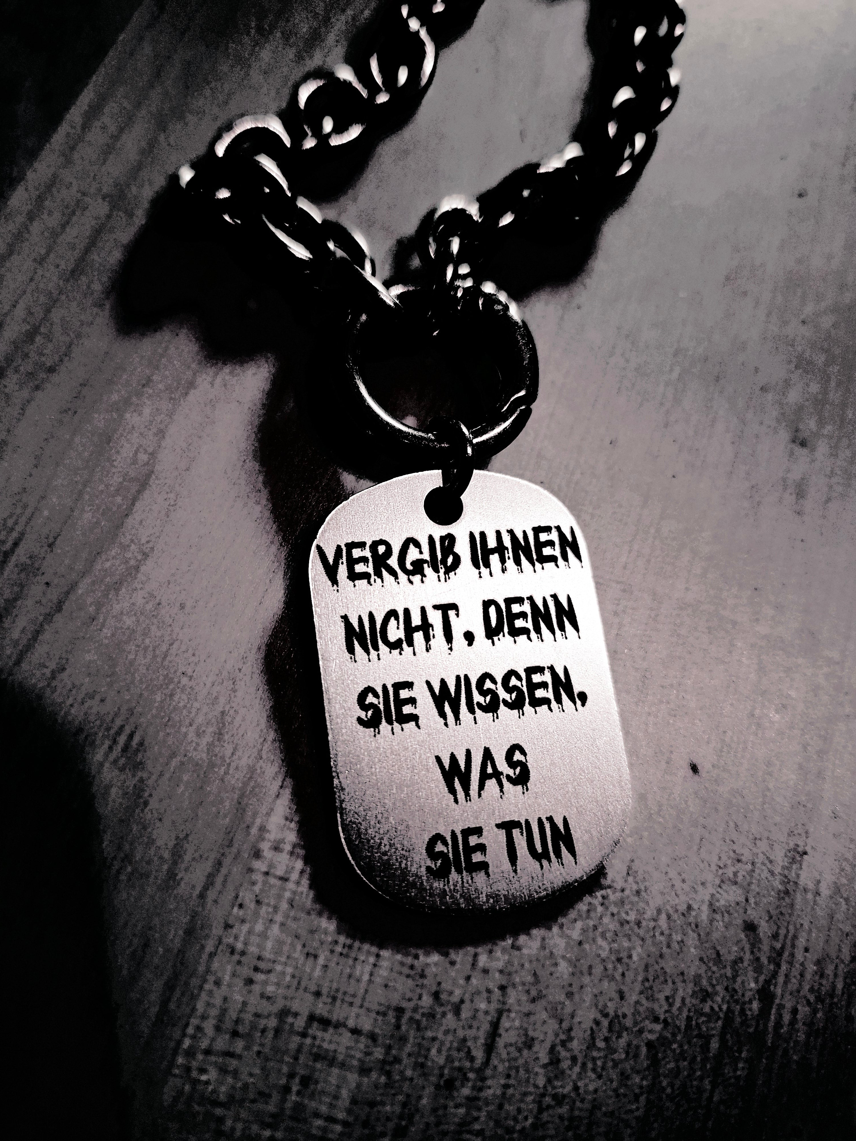 Vergib ihnen nicht – Alu Kettenanhänger
