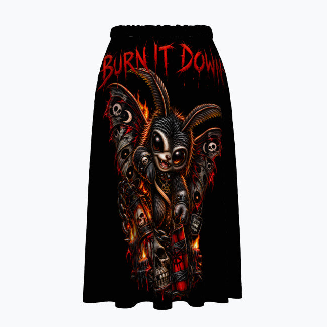 Allover Print Baumwollrock Moth Cinder Burn it Down – Gothic Streetwear Damen