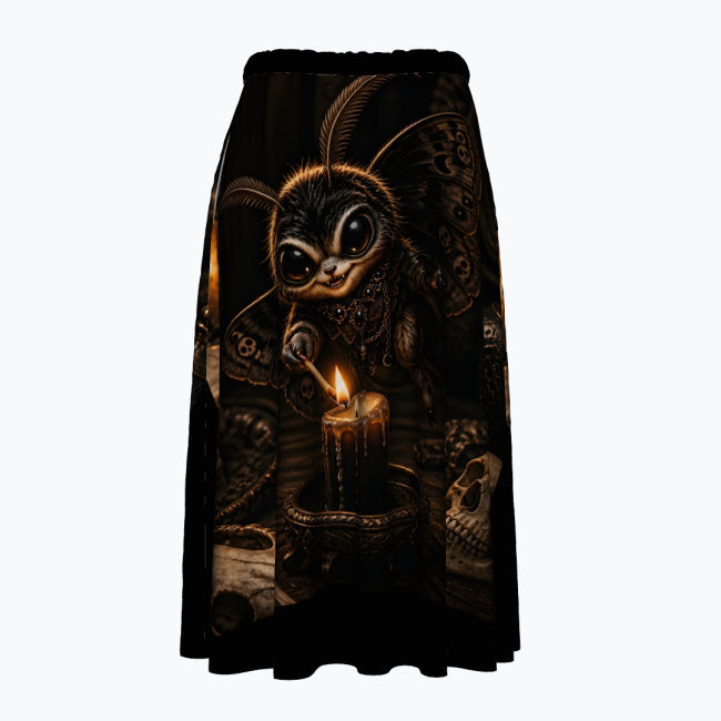 Allover Print Baumwollrock Moth Cinder – Gothic Streetwear Damen