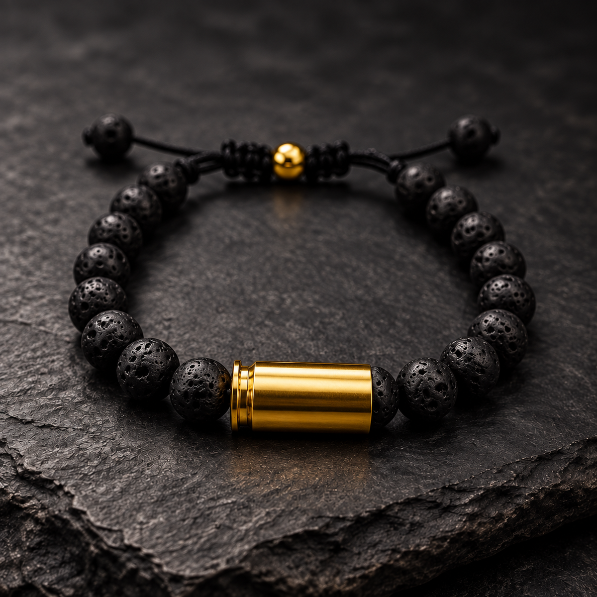 Bikerarmband Lava mit gravierten Patronenhülsen
