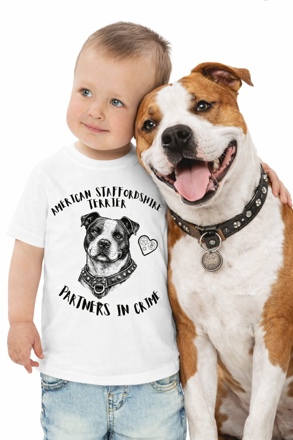 Kleinkind Unisex Jersey T-Shirt Staffordshire Terrier Partners in crime