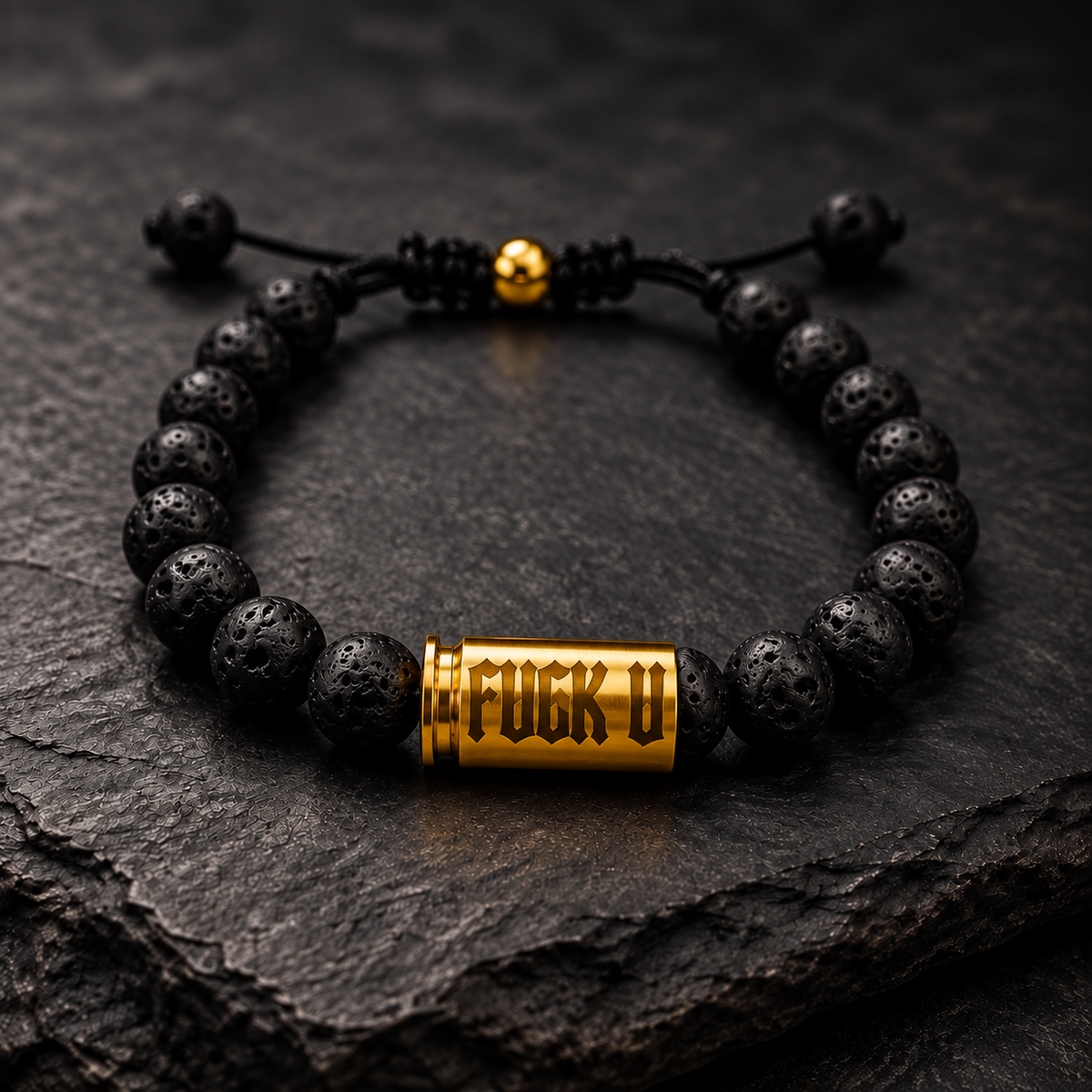 Bikerarmband Lava mit gravierten Patronenhülsen