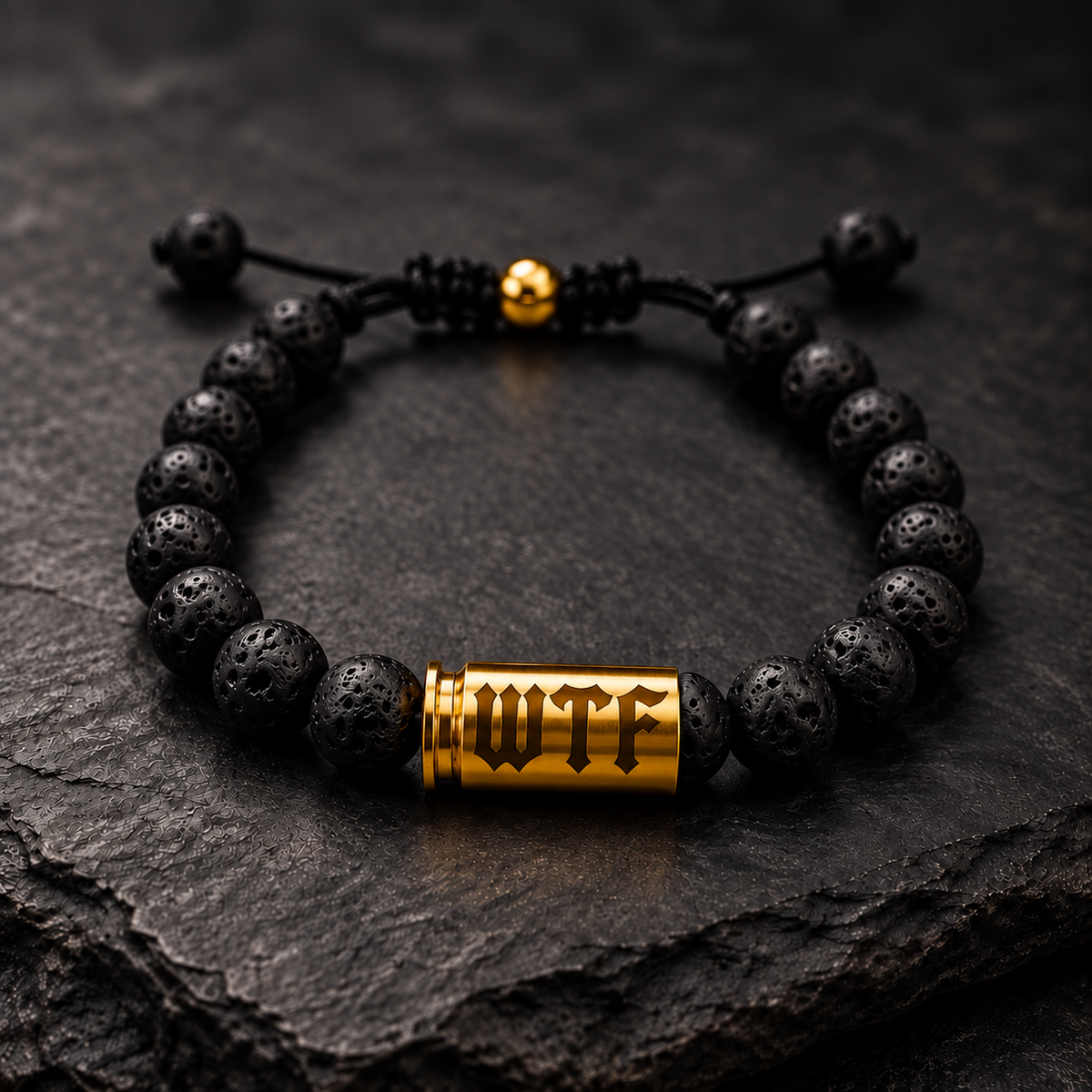 Bikerarmband Lava mit gravierten Patronenhülsen