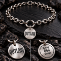 OUTLAW-Hundekette mit Detailansichten der gravierten Hundemarke