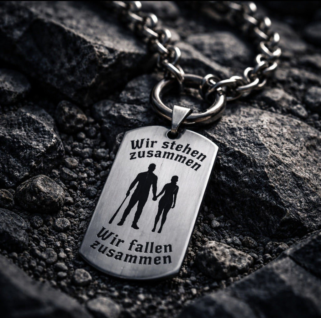 Wir stehen zusammen-Wir fallen zusammen – Edelstahl Kettenanhänger
