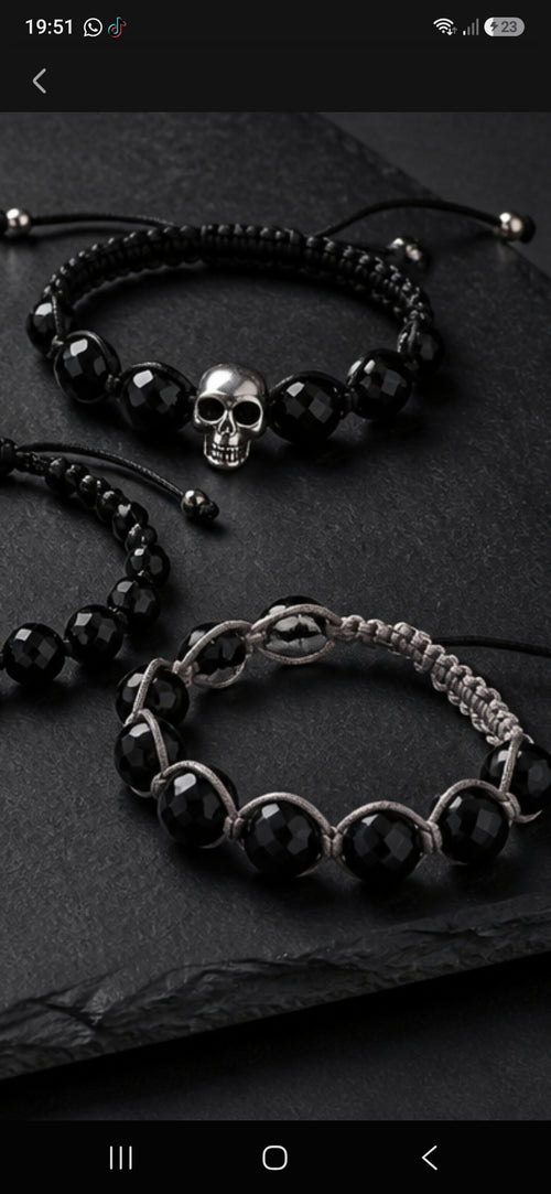Armband böhmische Glasperlen - Handmade Bikerwear