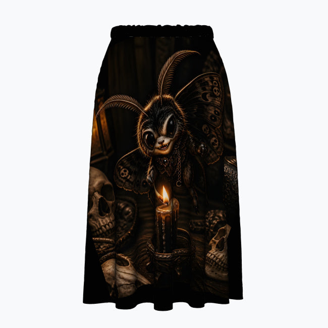 Allover Print Baumwollrock Moth Cinder – Gothic Streetwear Damen