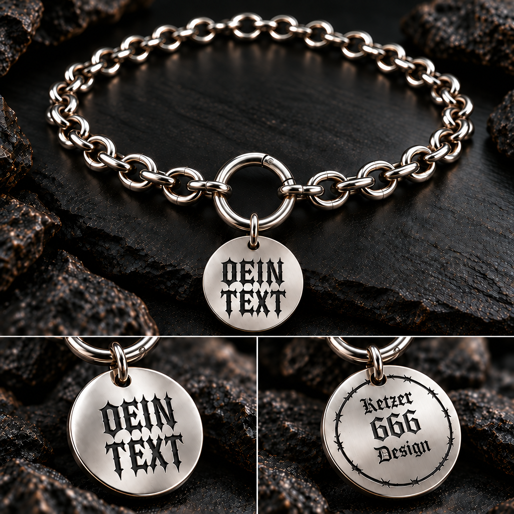 Hundekette OUTLAW aus Edelstahl mit gravierter Hundemarke
