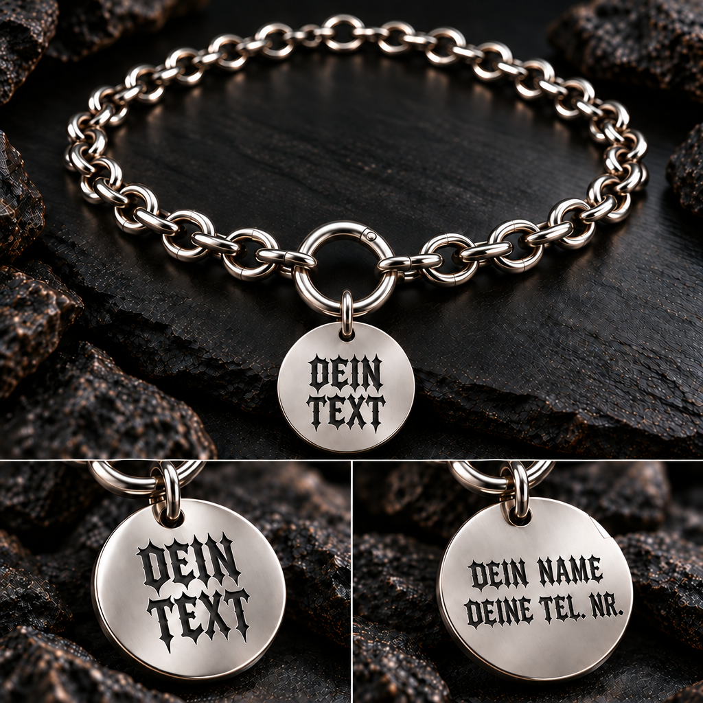 Hundekette OUTLAW aus Edelstahl mit gravierter Hundemarke